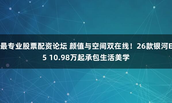 最专业股票配资论坛 颜值与空间双在线！26款银河E5 10.98万起承包生活美学