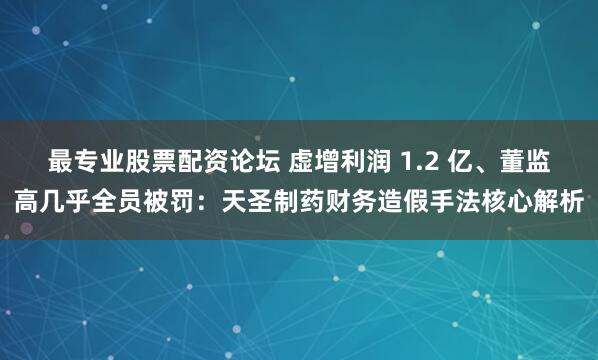 最专业股票配资论坛 虚增利润 1.2 亿、董监高几乎全员被罚:天圣制药财务造假手法核心解析